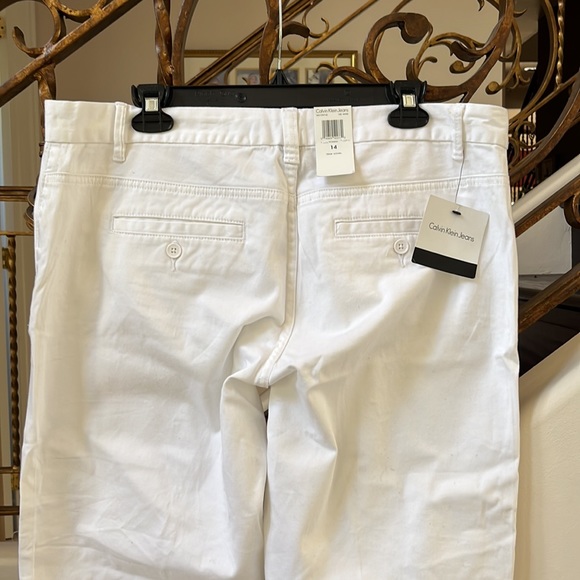 CALVIN KLEIN JEANS WHITE PANTS SIZE 14 women cotton white pants cropped pants - Picture 12 of 16
